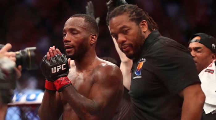 June 12, 2021;  Glendale, Arizona, USA;  Leon Edwards is declared the winner by a decision against Nate Diaz during UFC 263 at Gila River Arena.