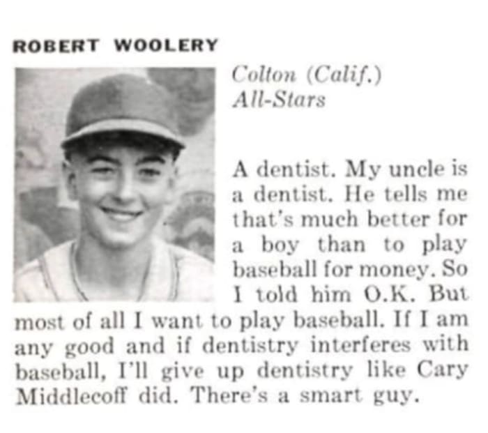 Robert Woolery, who played in the 1956 Little League World Series, told SI his greatest ambition was to become a dentist.