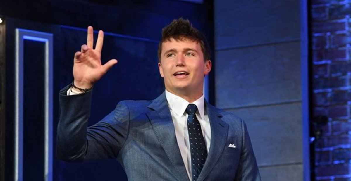 Drew Lock on draft night takes the stage after Denver selects him No. 42 overall. 