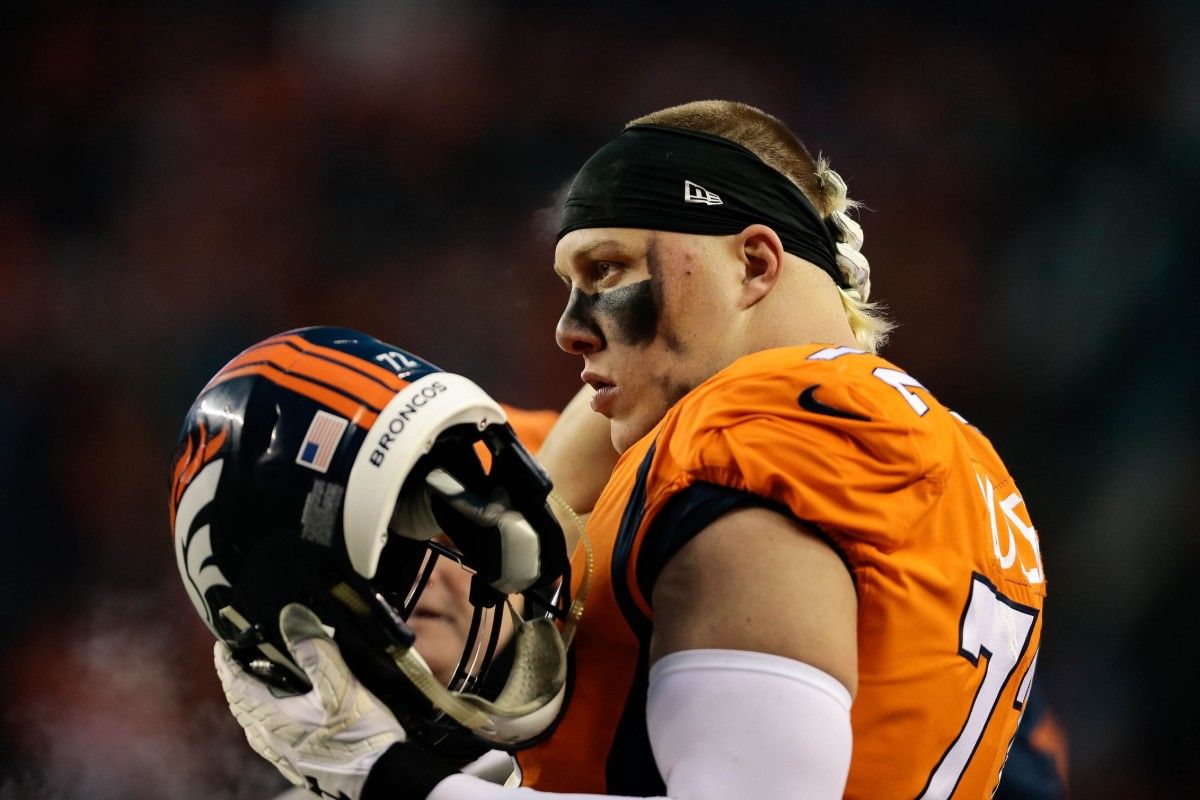 Denver Broncos offensive tackle Garett Bolles (72) in the fourth quarter against the Kansas City Chiefs at Sports Authority Field at Mile High.