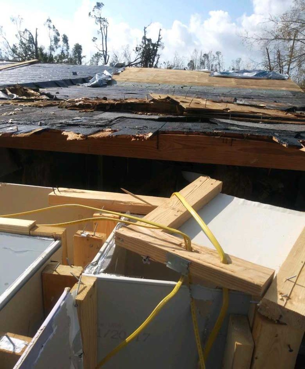 Tanya's roof was ripped right off the back of their house in Panama City, Fla., by the heavy winds from Hurricane Michael last October. 