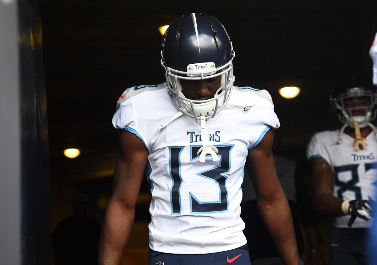 Tennessee Titans wide receiver Taywan Taylor (13) takes the field before the game against the Chicago Bears at Soldier Field.