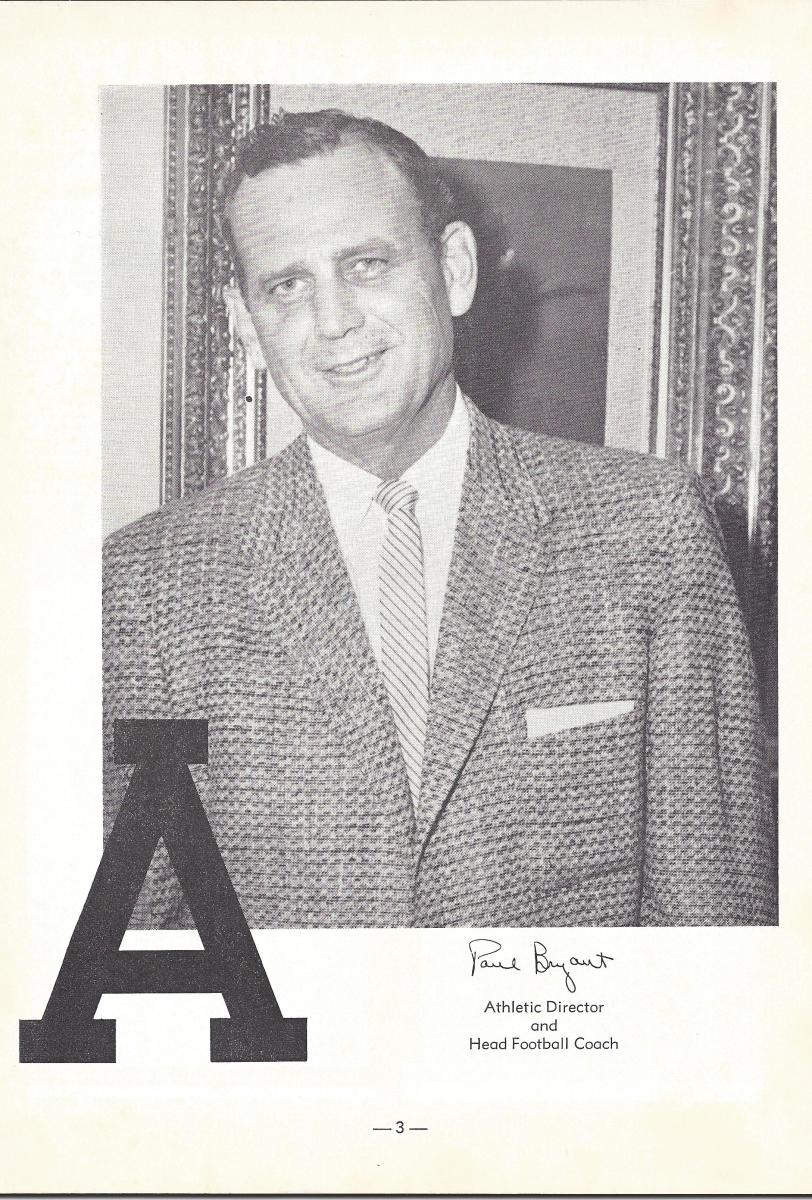 Coach Paul "Bear" Bryant in 1961.