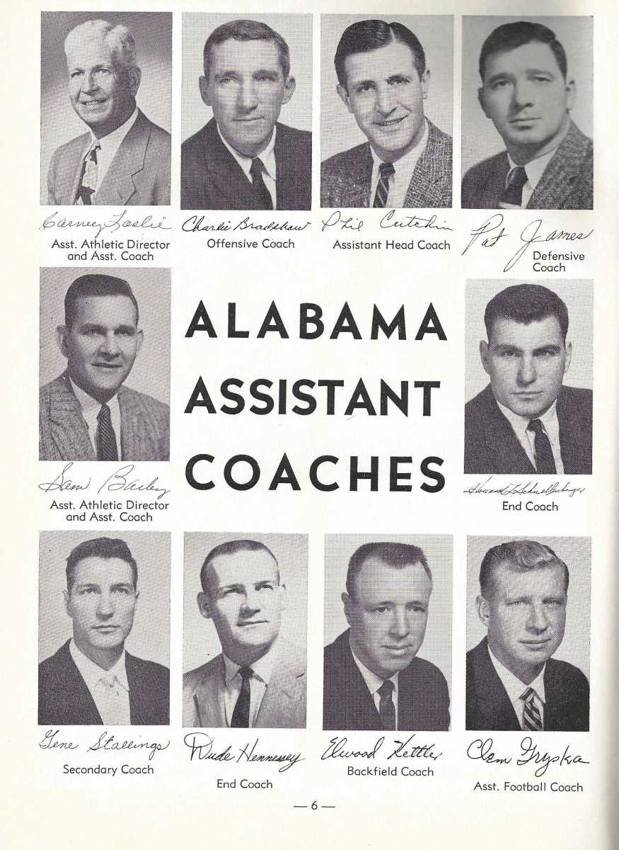 Alabama's 1961 coaching staff included four future head coaches.