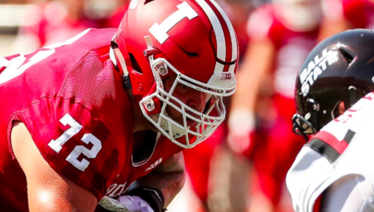 Indiana right guard is a fifth-year senior who anchors the Hoosiers' stout offensive line.