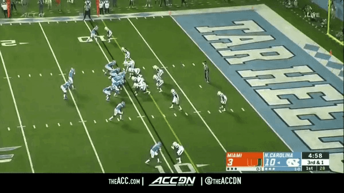 The Carolina offense had been rolling with Polino at center