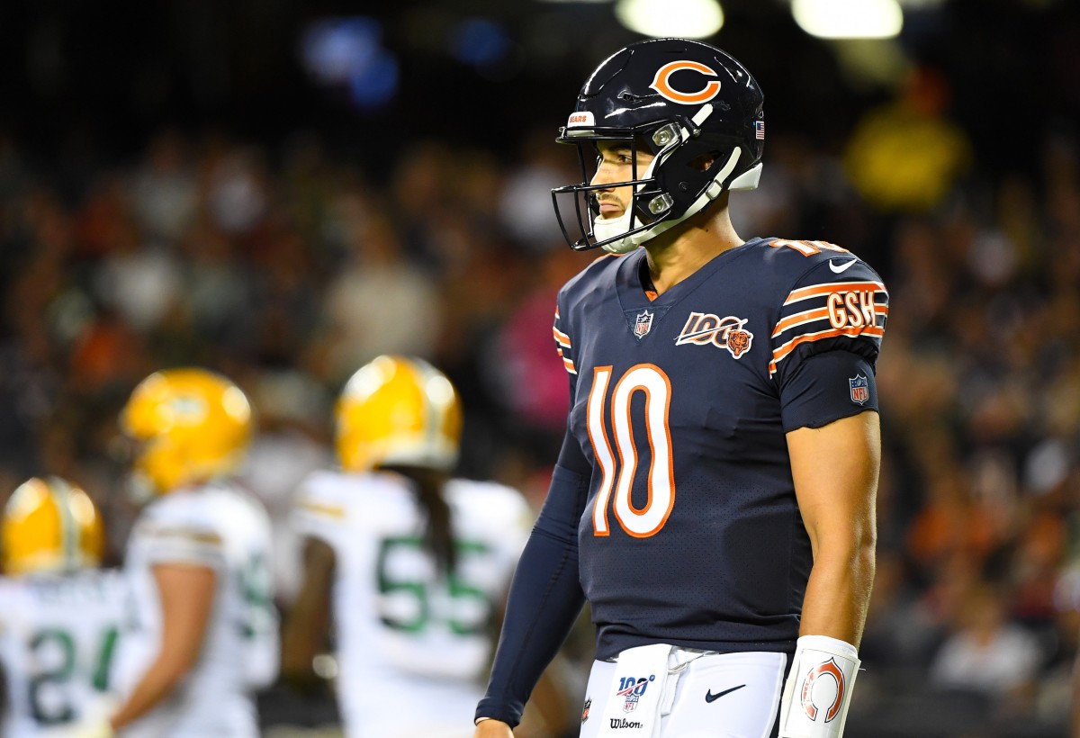 Chicago Bears quarterback Mitchell Trubisky (10) during the second quarter against the Green Bay Packers at Soldier Field.