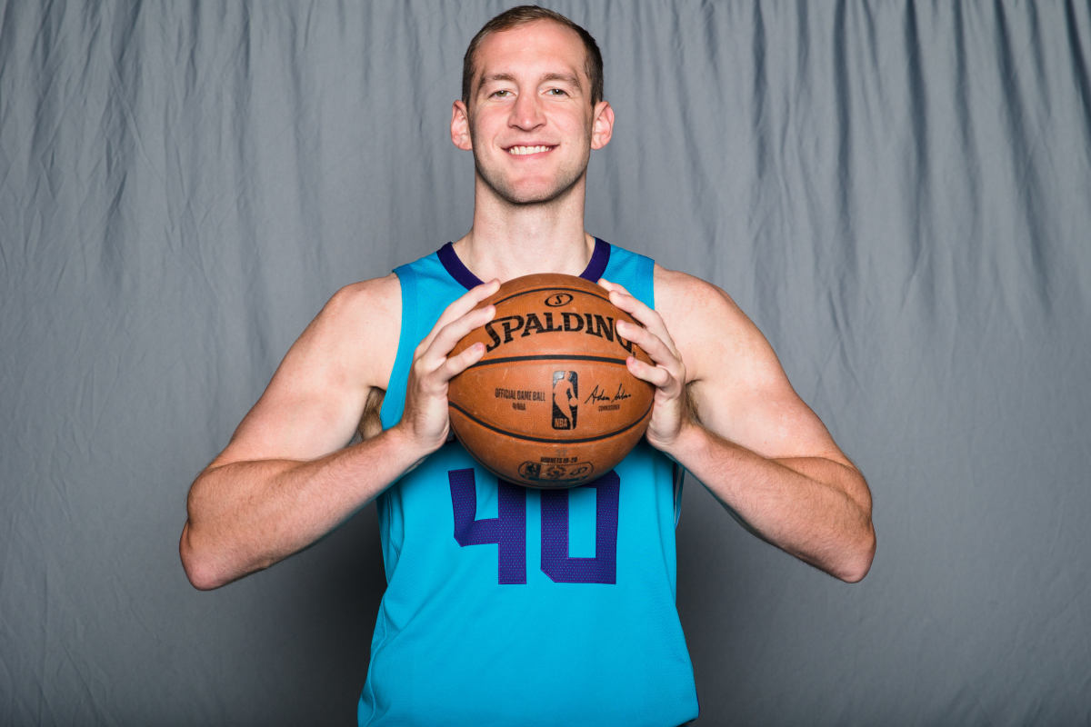 Charlotte Hornets center Cody Zeller (40) poses for pictures during media day at Spectrum Center. (Jeremy Brevard-USA TODAY Sports)