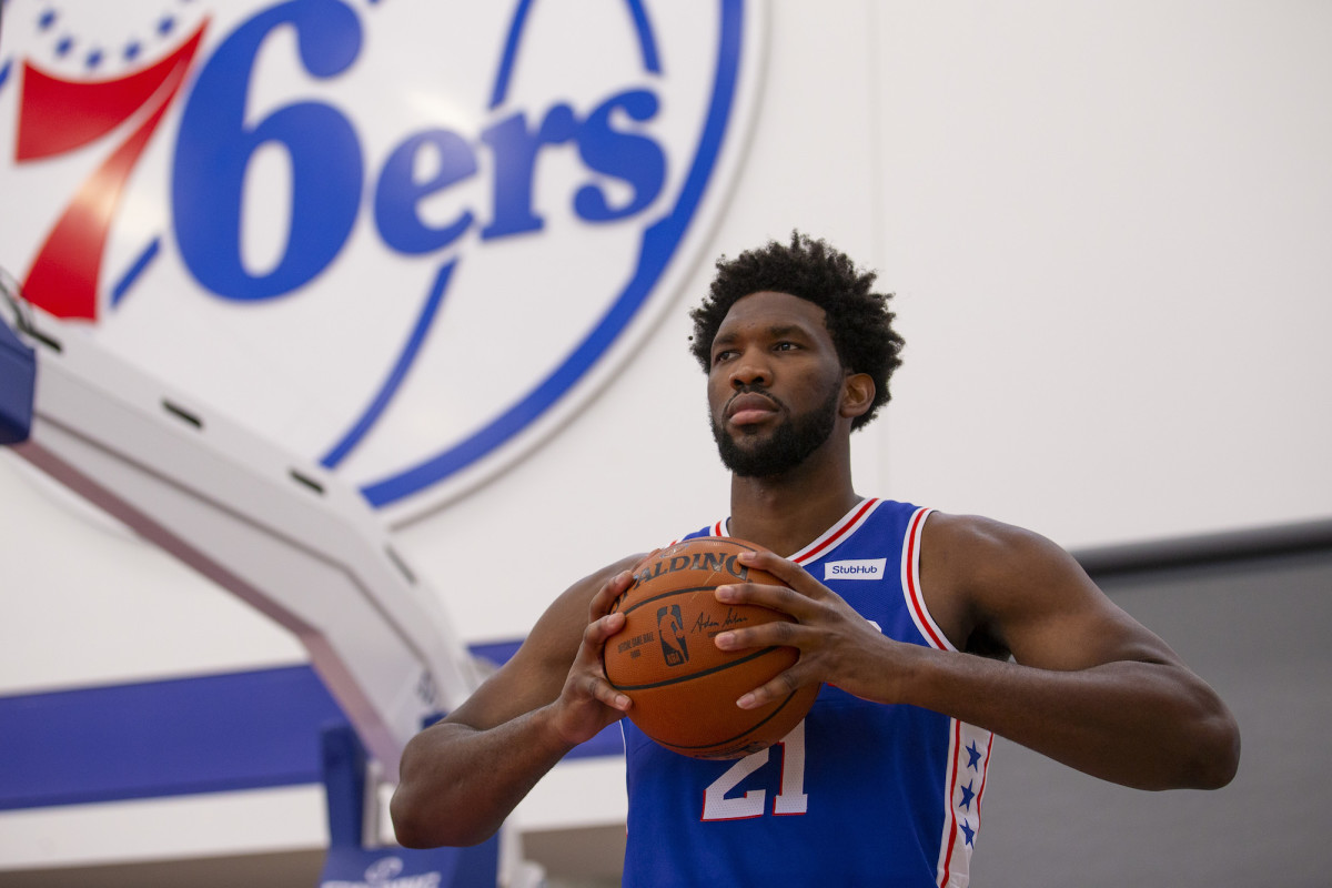 Joel Embiid at Sixers' practice facility
