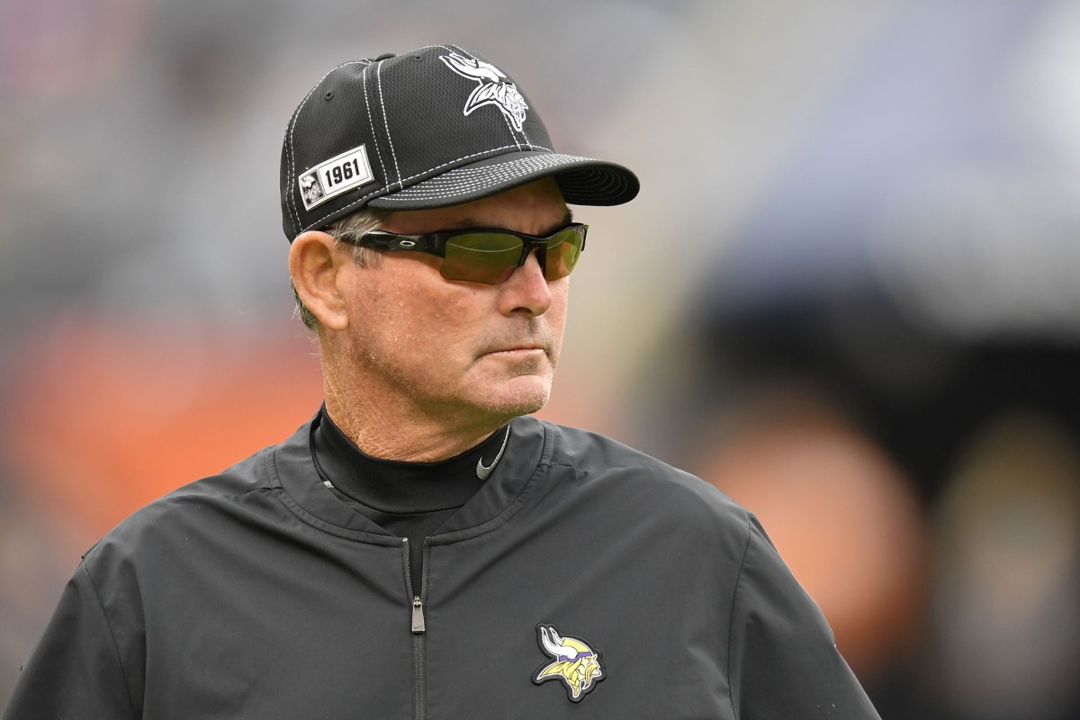 Sep 29, 2019; Chicago, IL, USA; Minnesota Vikings head coach Mike Zimmer looks on before the game against the Chicago Bears at Soldier Field.