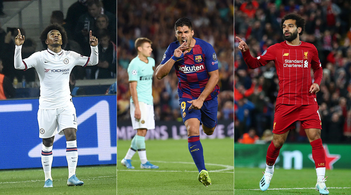Willian, Luis Suarez and Mohamed Salah all score in Champions League