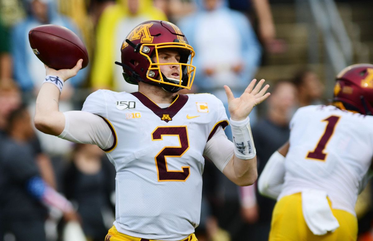 Minnesota quarterback Tanner Morgan was 21 of 22 for 396 yards and four touchdowns in a 38-31 win at Purdue last weekend.