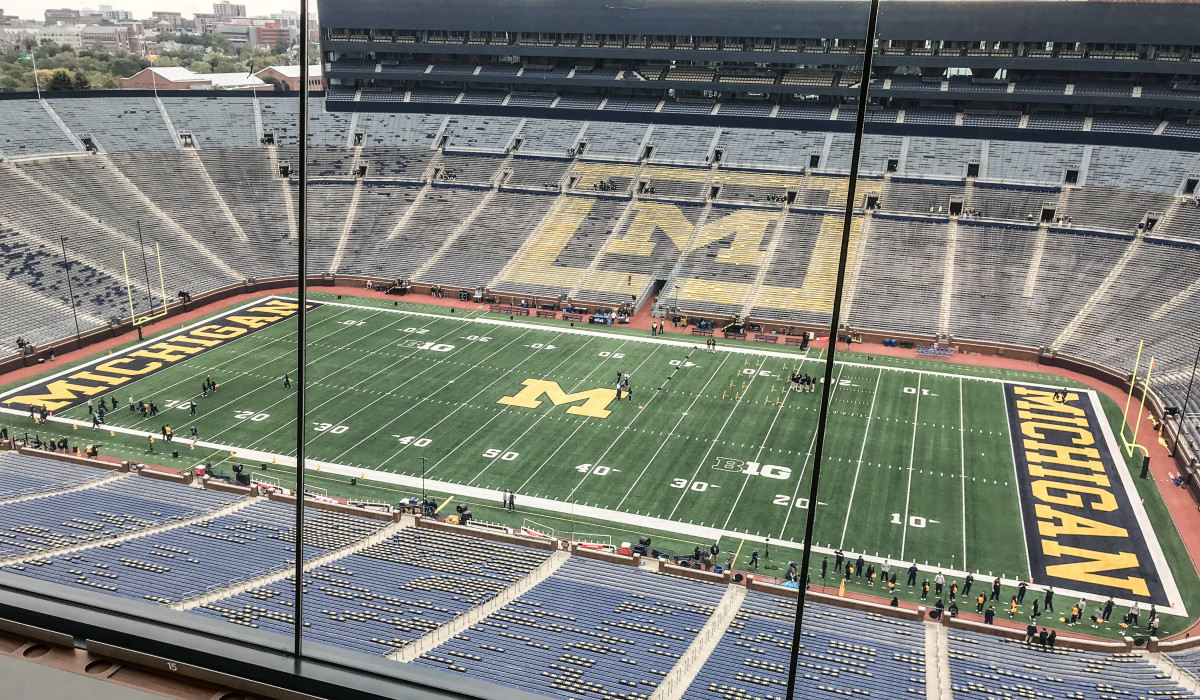 Michigan Stadium about two hours before kickoff against Iowa.