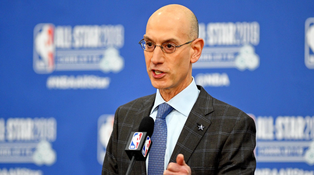 Feb 16, 2019; Charlotte, NC, USA; NBA commissioner Adam Silver speaks during a press conference at Spectrum Center. Mandatory Credit: Bob Donnan-USA TODAY Sports