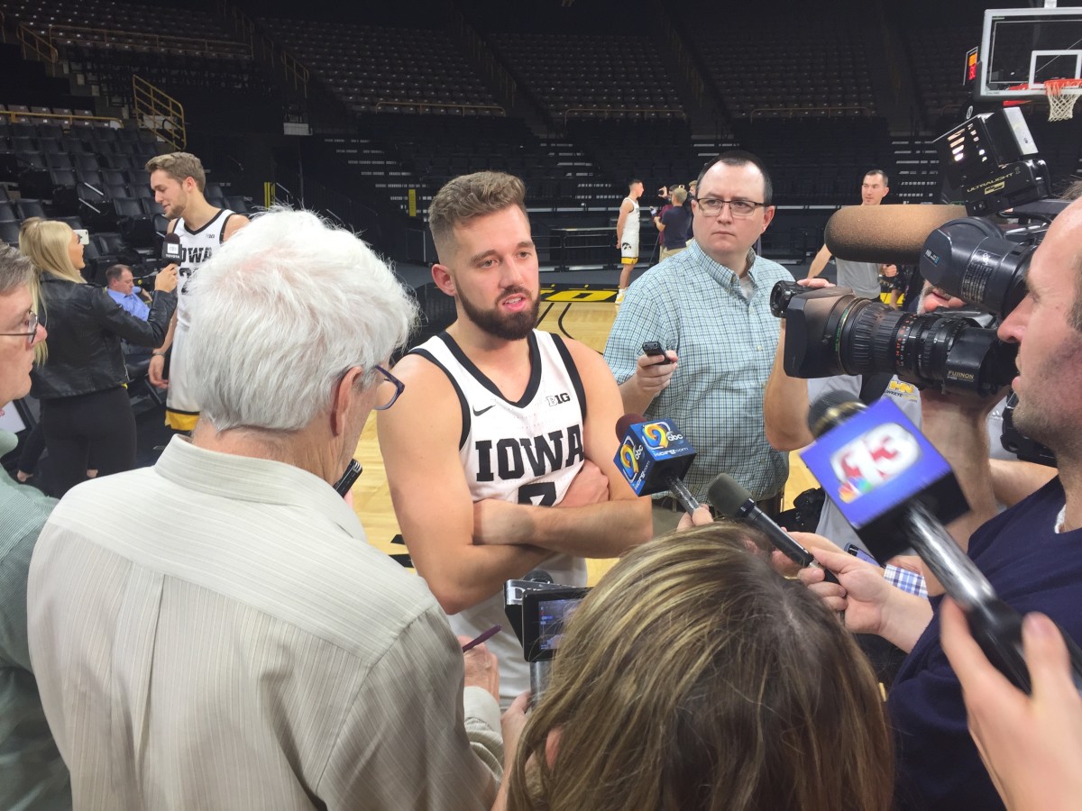 Iowa guard Jordan Bohannon answers questions during Wednesday's media day.