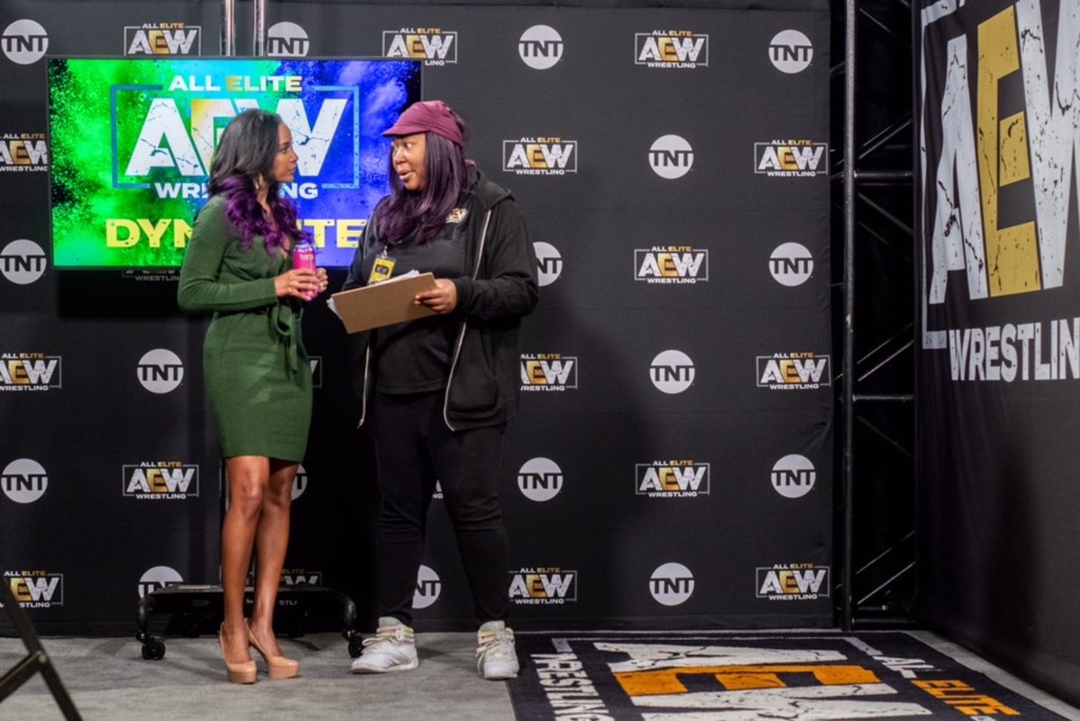 AEW's Brand Rhodes and Kia Stevens backstage at Dynamite