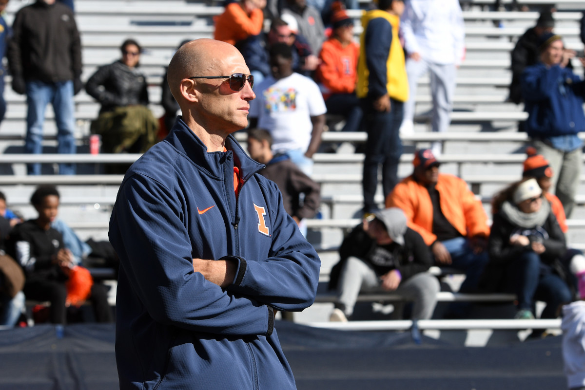 Illinois athletic director Josh Whitman looks on during the fourth quarter of the game against Michigan at Memorial Stadium on Oct. 12, 2019.