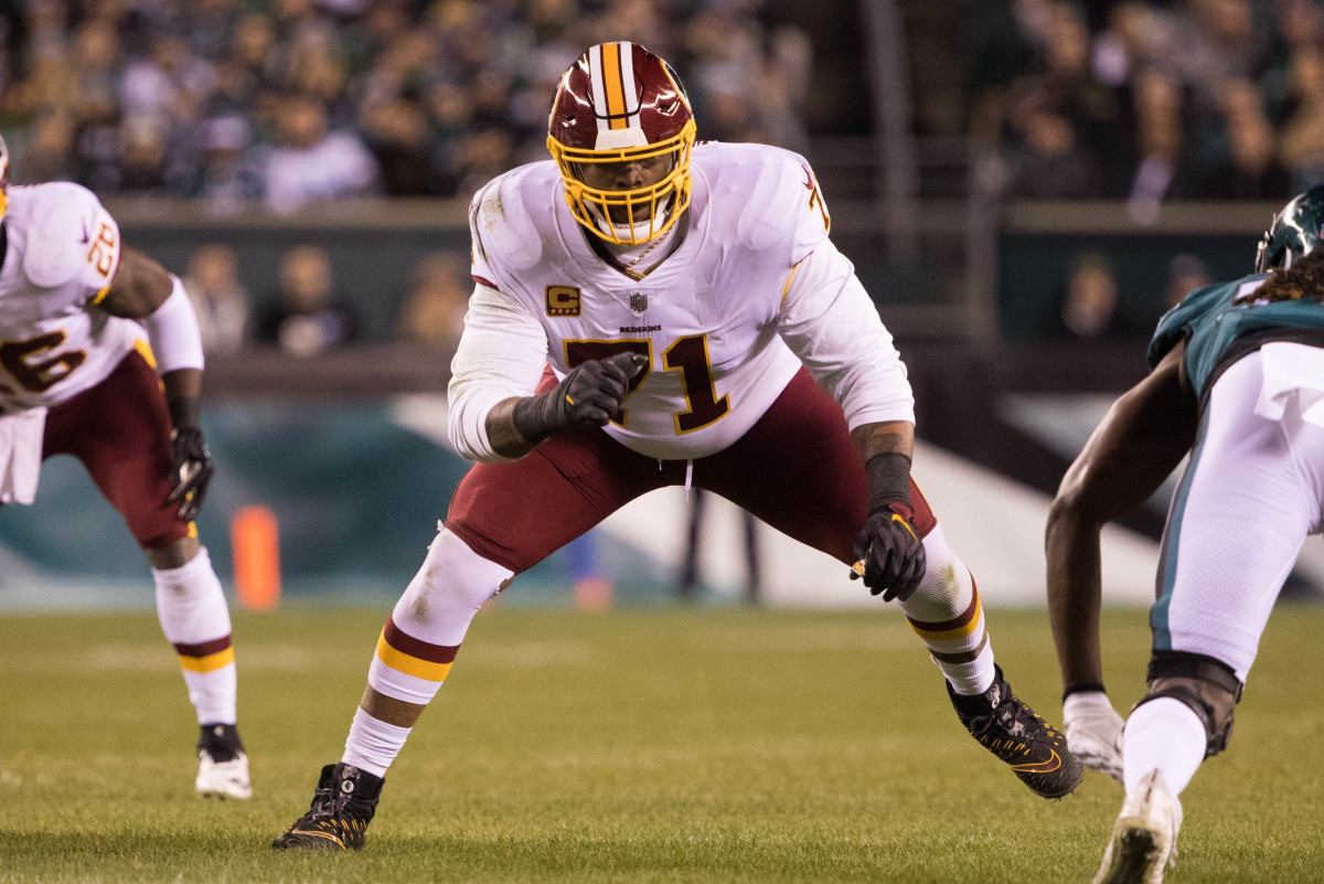 Dec 3, 2018; Philadelphia, PA, USA; Washington Redskins offensive tackle Trent Williams (71) in action against the Philadelphia Eagles at Lincoln Financial Field. Mandatory Credit: Bill Streicher-USA TODAY Sports