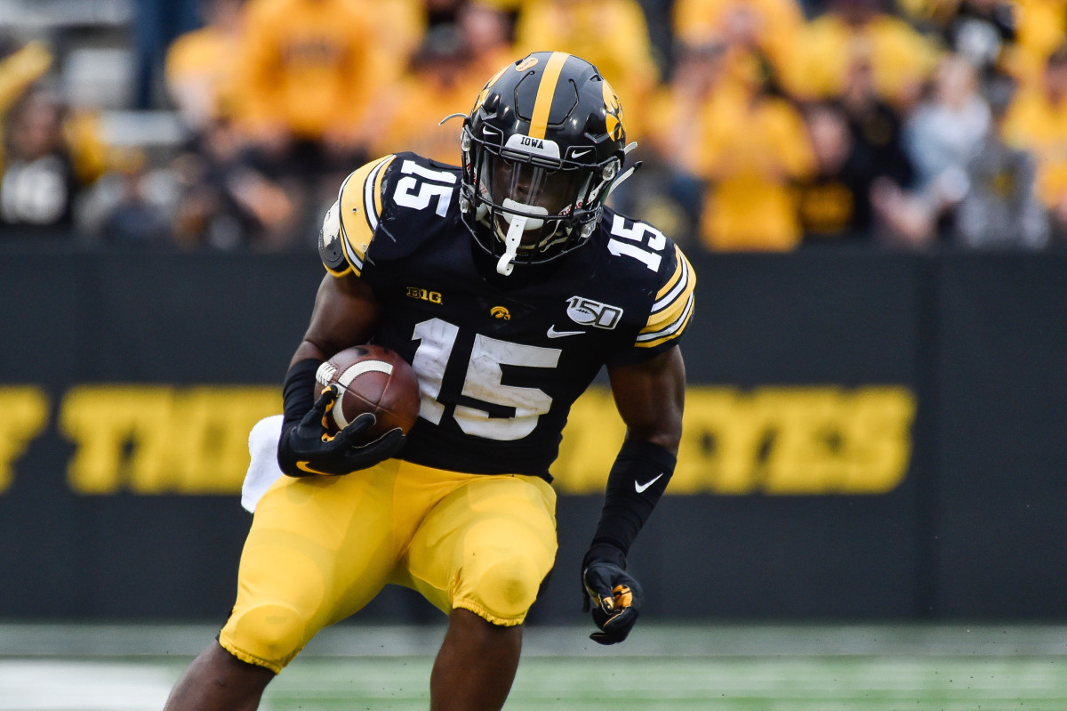 Iowa running back Tyler Goodson finds an opening in the Sept. 28 game against Middle Tennessee State.