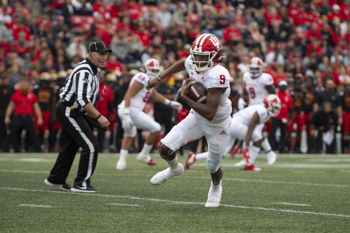 Michael Penix Jr. left Indiana's game at Maryland in the second quarter.