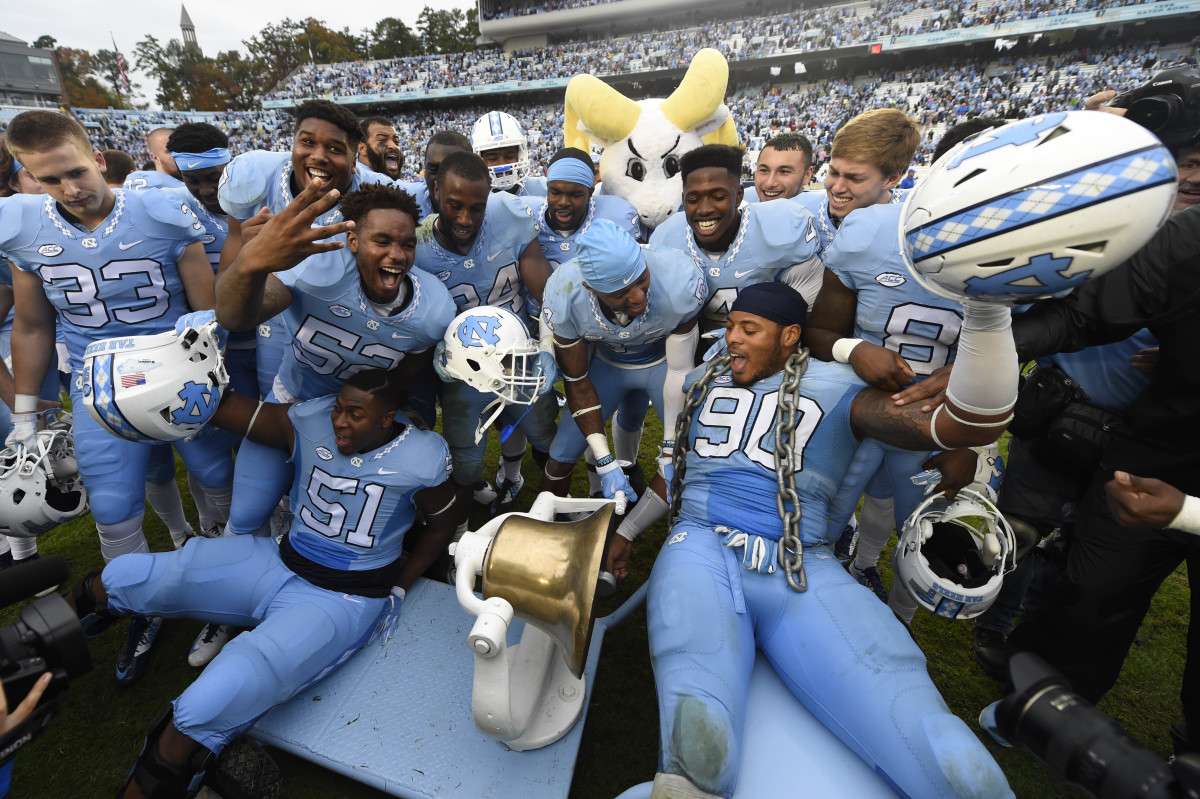 Carolina last captured the Victory Bell in 2015 when the Tar Heels topped the Blue Devils 66-31.