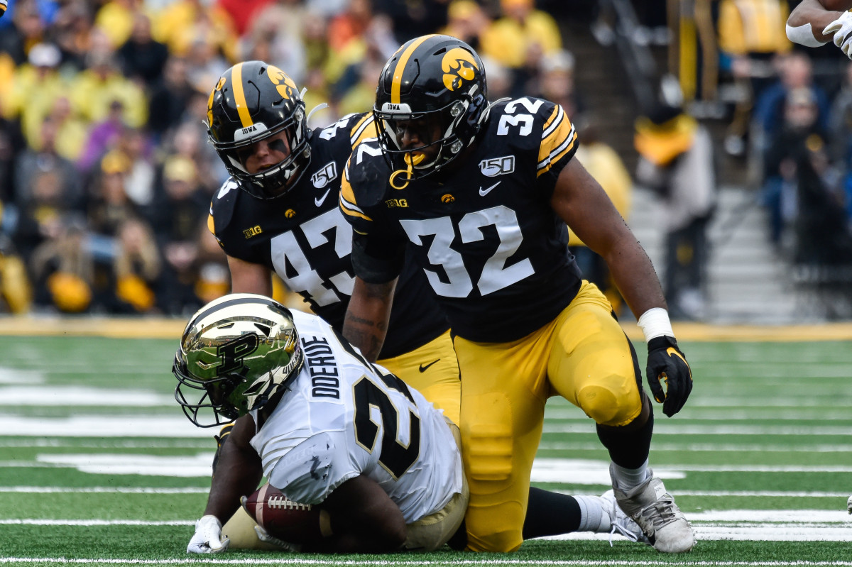 Iowa's Djimon Colbert is third on the team with 36 tackles this season.