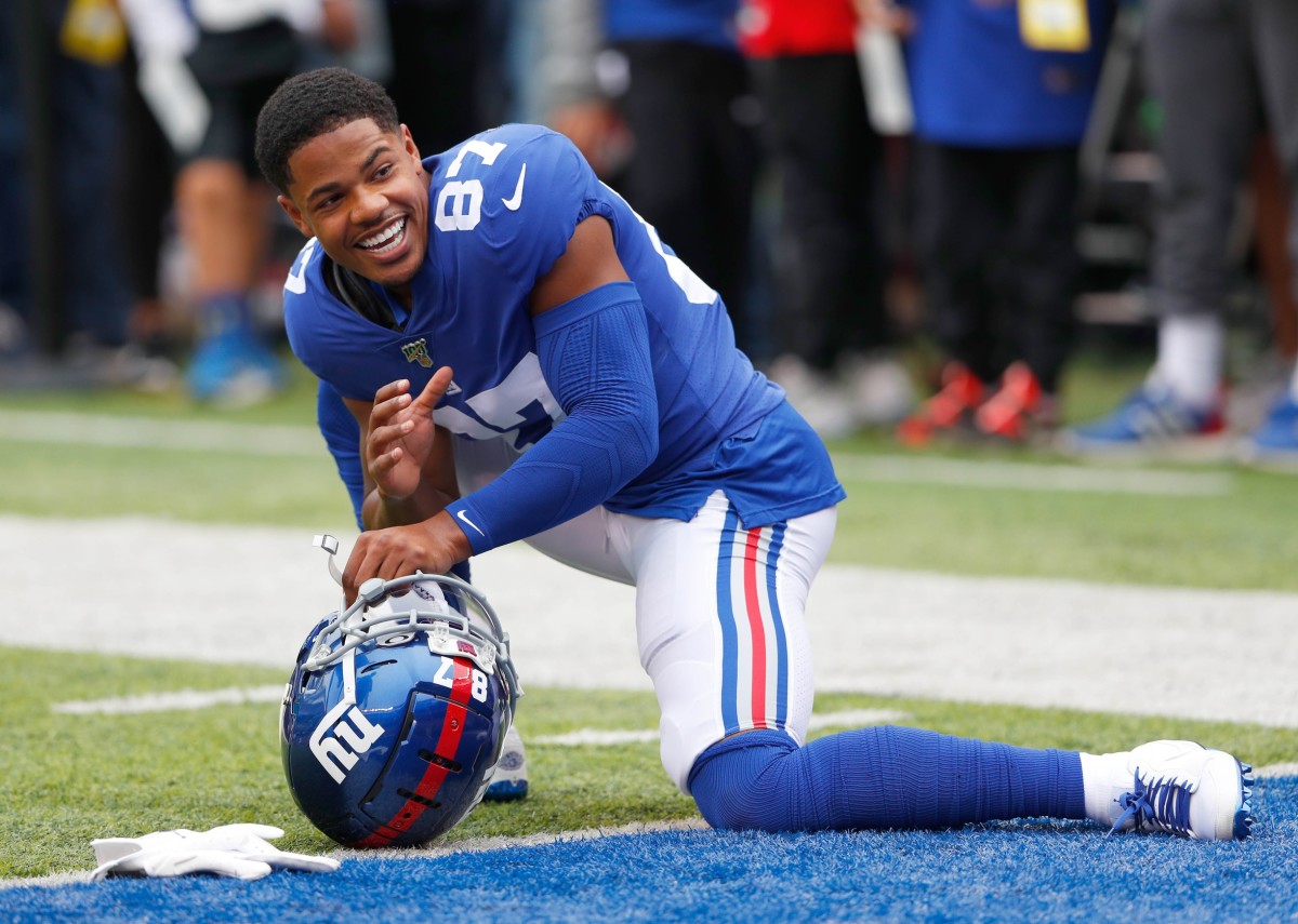Oct 6, 2019; East Rutherford, NJ, USA; New York Giants wide receiver Sterling Shepard (87) during warm up before game against the Minnesota Vikings at MetLife Stadium.