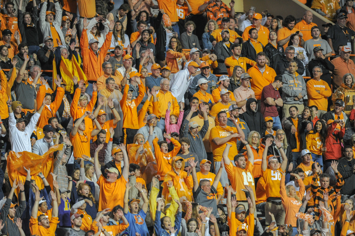 Oct 26, 2019; Knoxville, TN, USA; Tennessee Volunteers fans during the second half against the South Carolina Gamecocks at Neyland Stadium. Tennessee won 41 to 21. Mandatory Credit: Randy Sartin-USA TODAY Sports