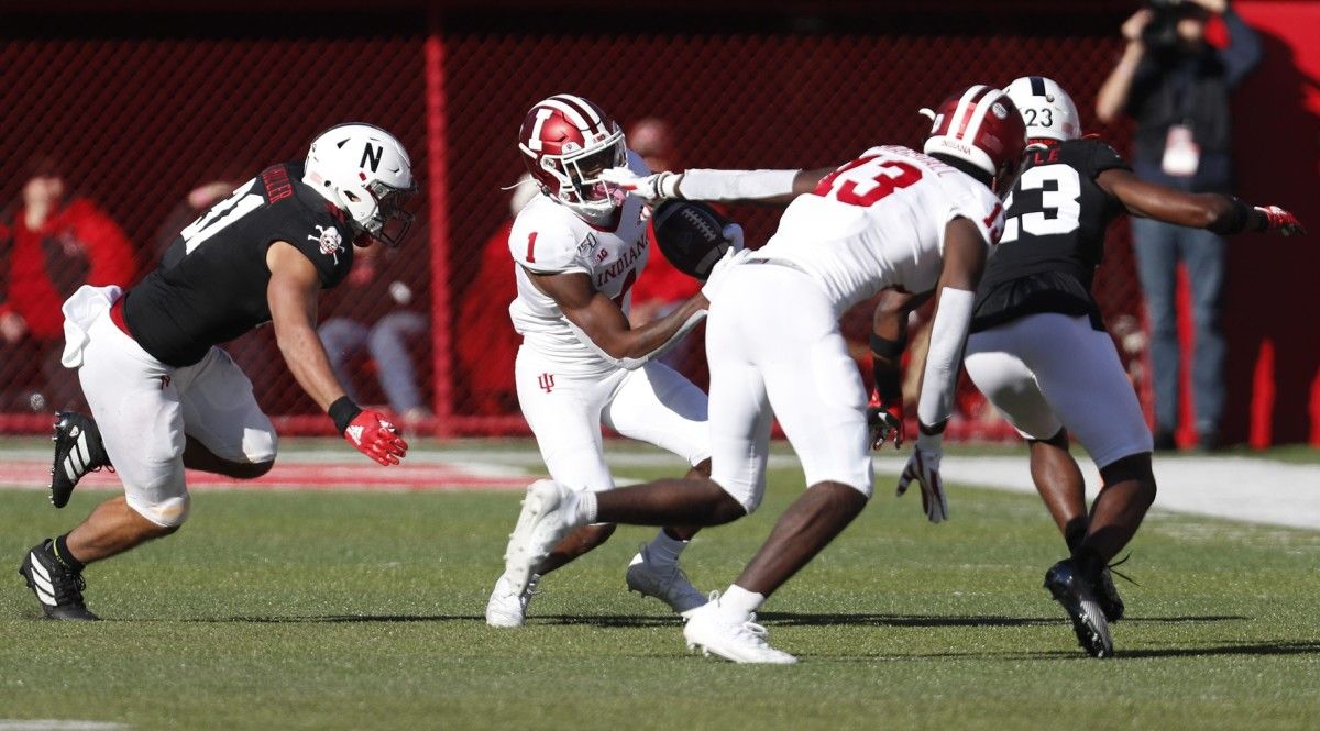 Indiana's Whop Philyor (1) had 14 catches for 178 yards.