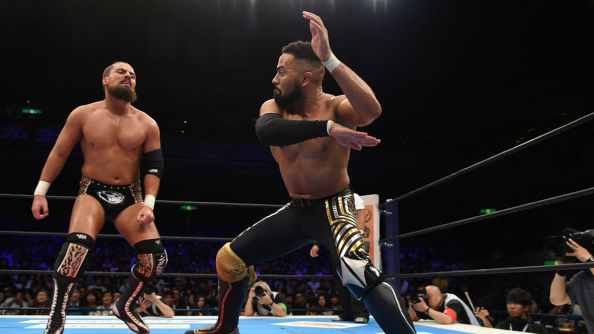 NJPW's Rocky Romero wrestles against Marty Scurll