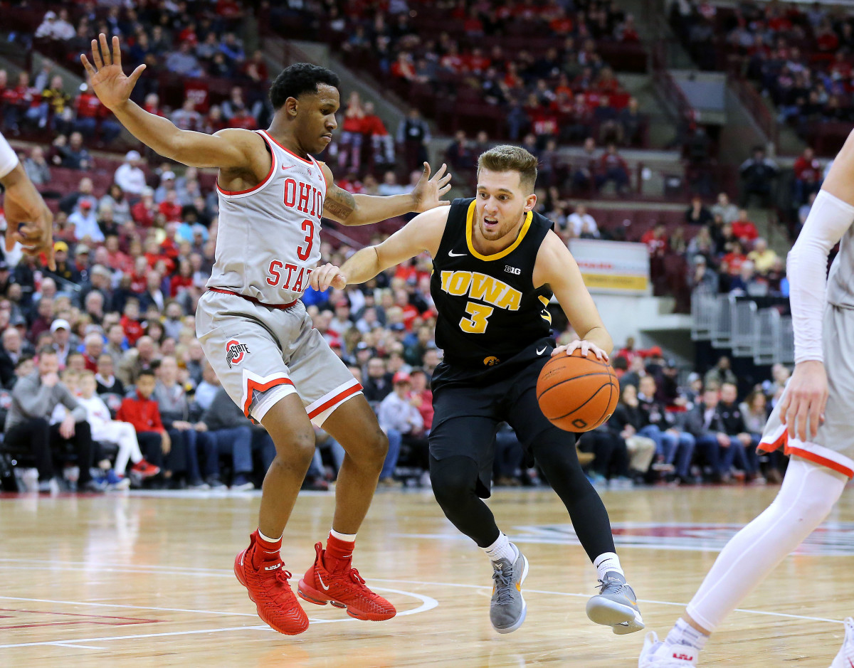 Iowa guard Jordan Bohannon (3) is expected to get some playing time in the Hawkeyes' exhibition game on Monday.