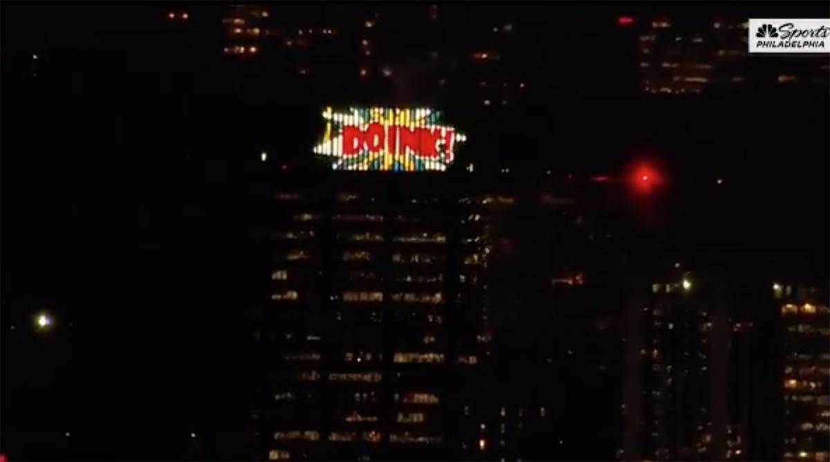 Philadelphia building plays Cody Parkey double doink animation - Sports ...