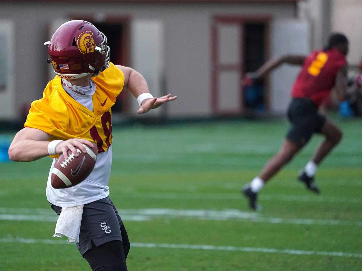 Trojans sophomore quarterback JT Daniels will be tasked with running Harrell's Air Raid offense this fall.