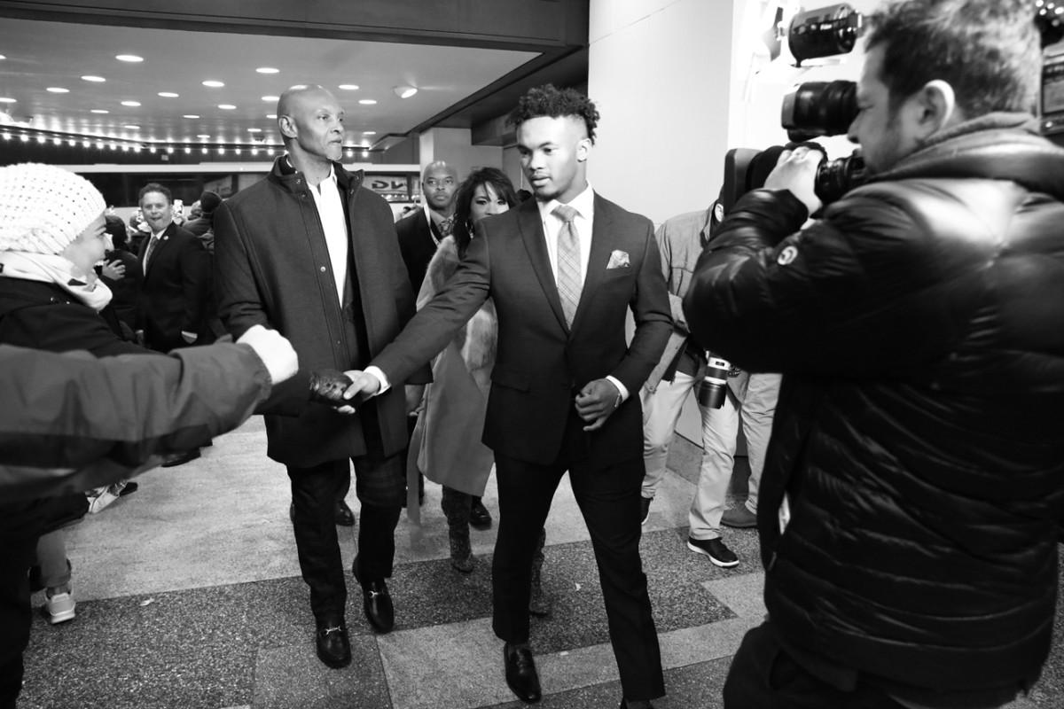 Kyler and his dad at the Heisman Trophy ceremony in December. He could be the second consecutive Oklahoma QB taken No. 1 overall.