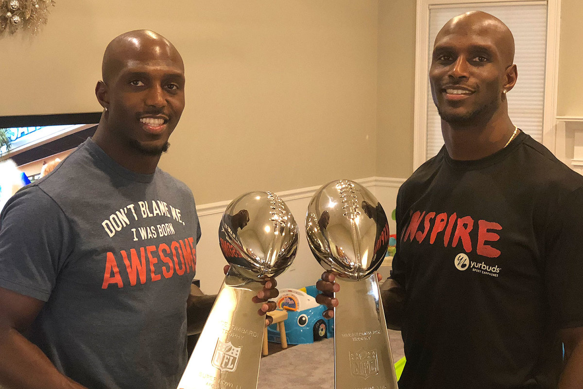 Devin (left) and Jason McCourty at Devin's home on Friday.