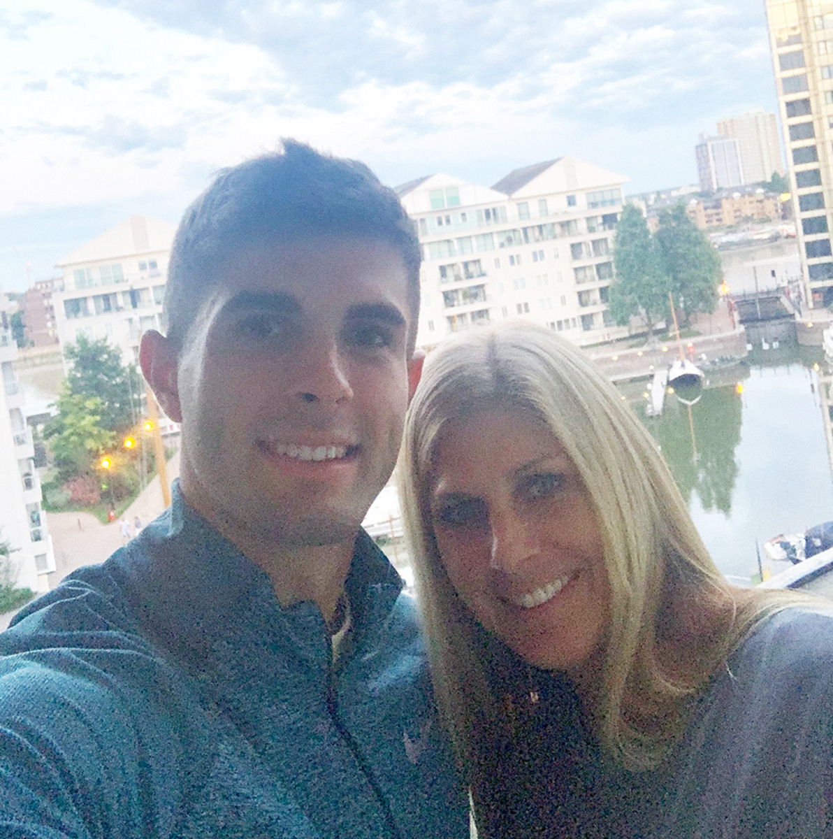 Christian and mother Kelley from this week enjoying the view at the Chelsea Harbour.