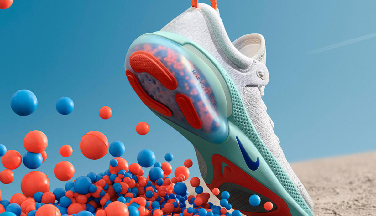 Nike running shoe: Cushioning with beaded foam, rubber - Illustrated