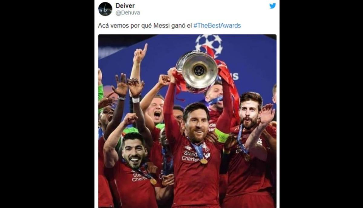 Las mejores reacciones y memes de la gala de premiaciÃ³n de la FIFA. (Twitter)