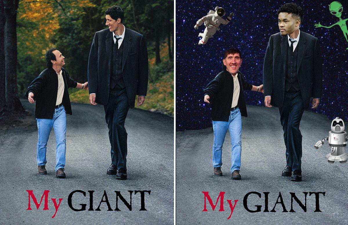 The art for the original version of the film, starring Billy Crystal, is on the left.