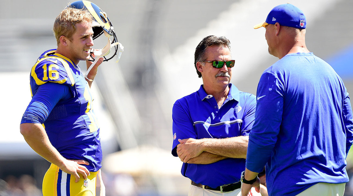 Jeff Fisher drafted QB Jared Goff (left) with the No. 1 pick of the 2016 NFL draft.