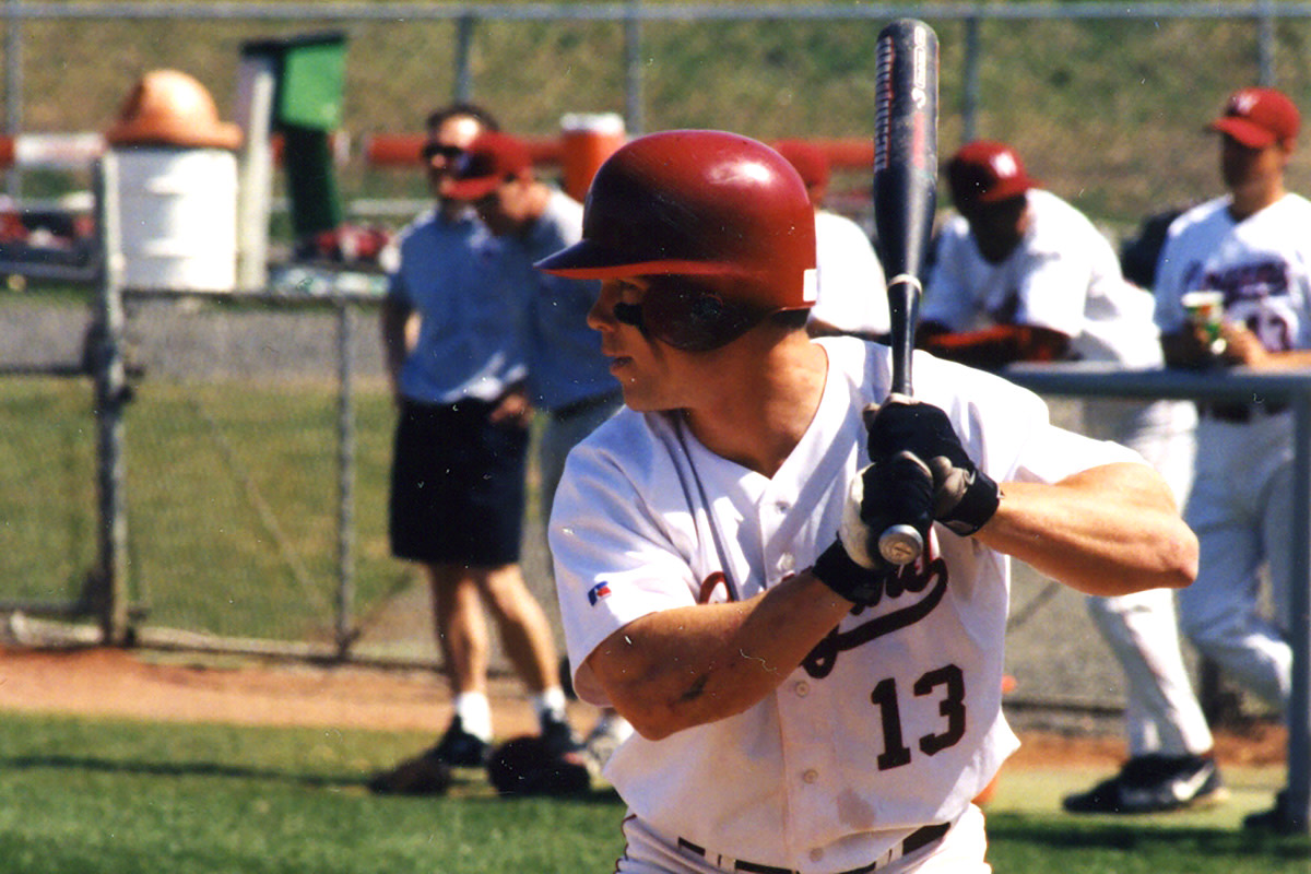 Steve Gleason up to bat for the Cougers on a much warmer day than March 27, 1999.