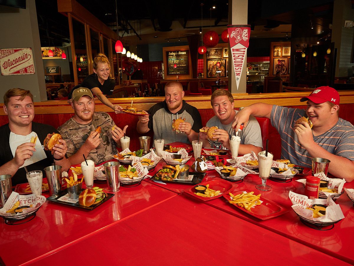 It takes 15 orders of french fries and a total of roughly 19,052 calories to sate the 1,582 pounds of Badger brawn at this Madison-area Red Robin. Edwards, Benzschawel, Biadasz, Deiter and Dietzen have combined for 130 career starts.