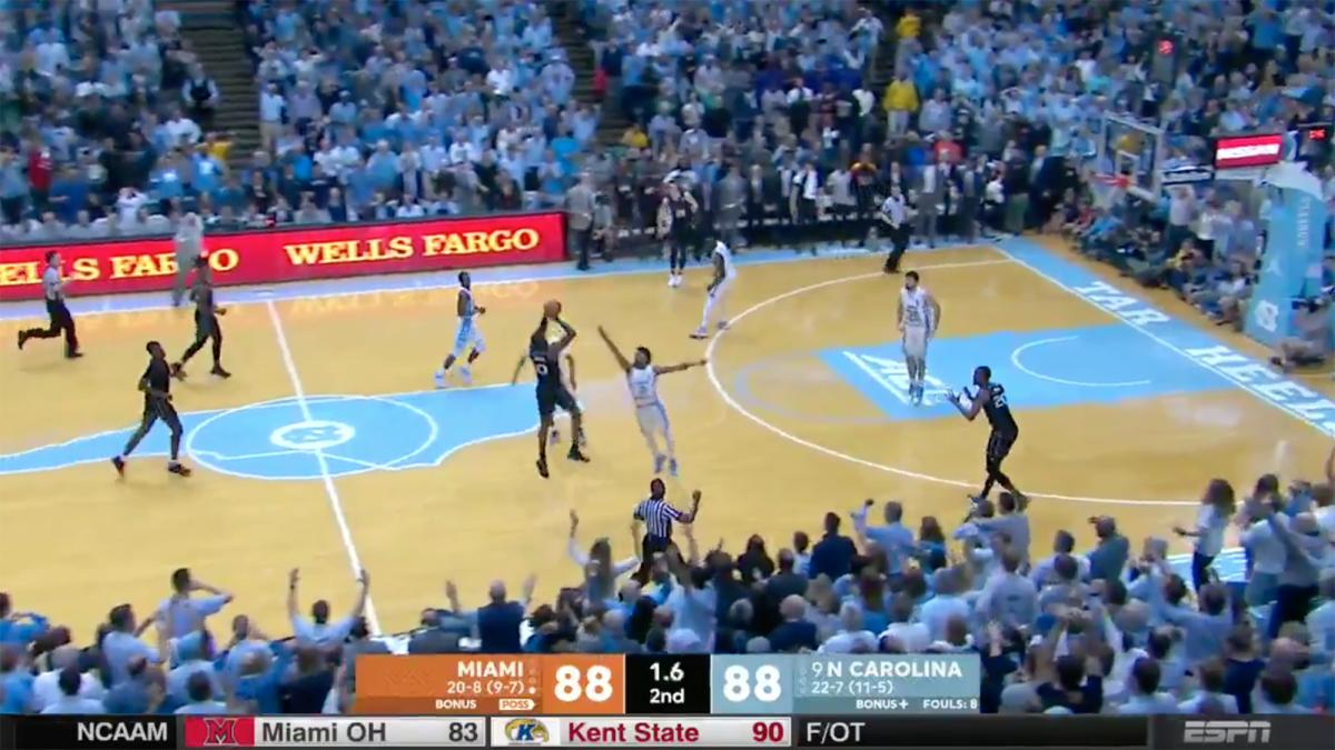 Miami buzzer beater 'Canes upset UNC with half court shot (VIDEO