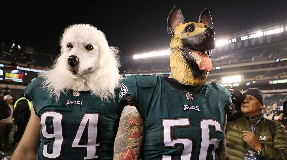 Beau Allen (left) and Chris Long (right) celebrated their NFC title game victory in underdog style.