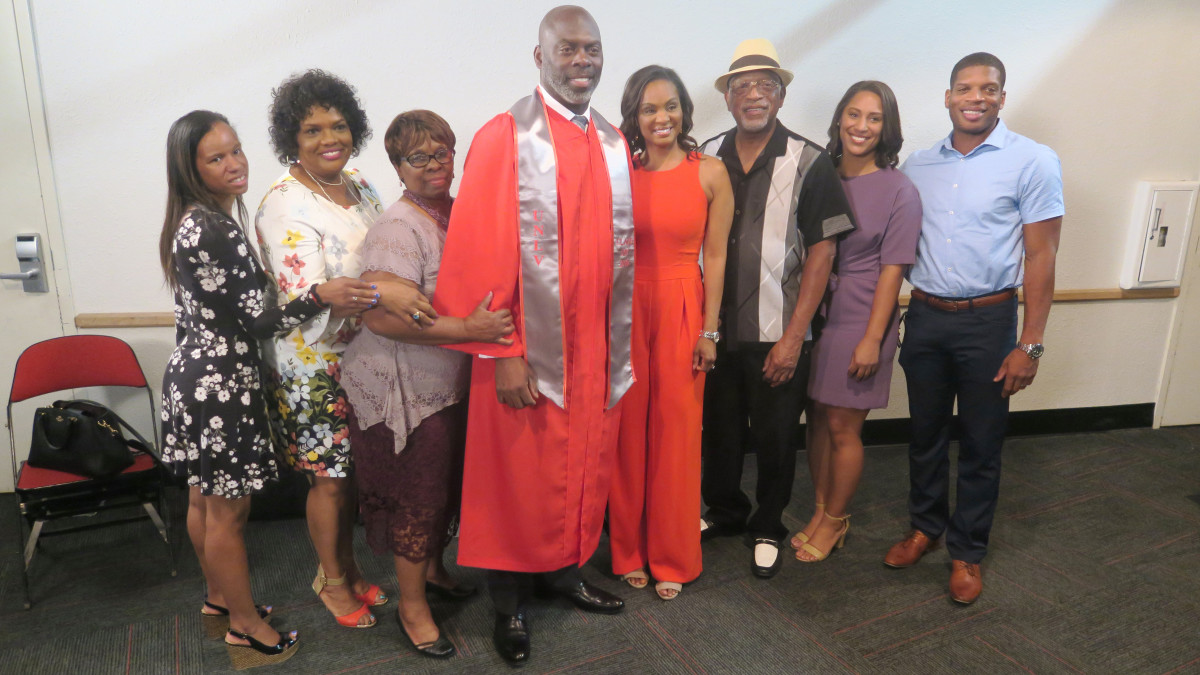 Lynn and family (from left to right): niece Martavius, stepmom Wanda, mom Betty, Anthony, wife Stacey, dad Donald, daughter Danielle, half-brother Donnie
