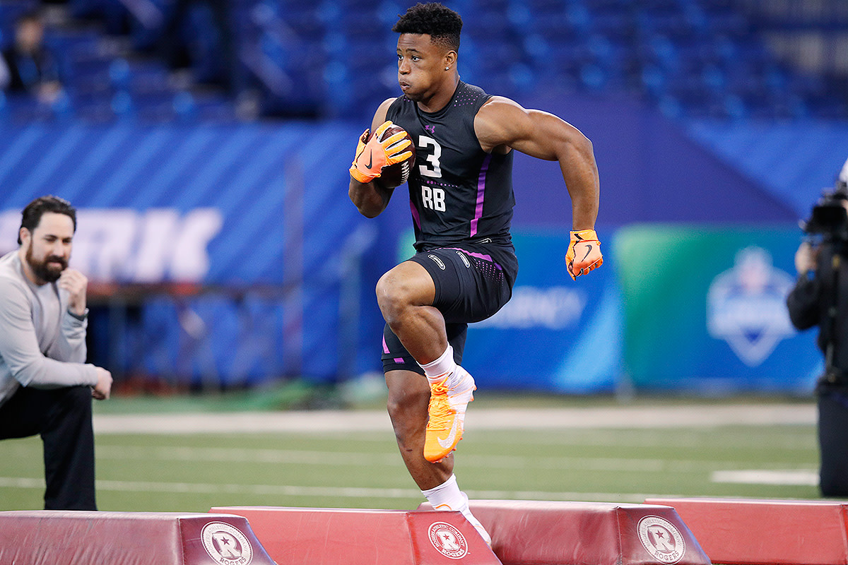 Saquon Barkley put on a show today, running the 40-yard dash in 4.40 seconds, pressing 29 reps on the bench press and posting a 41-inch vertical leap. 