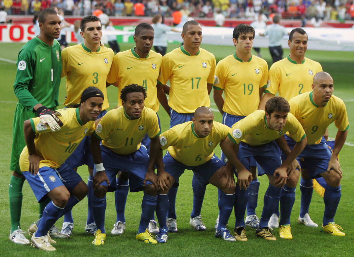 Members of the Brazil team pose at the s