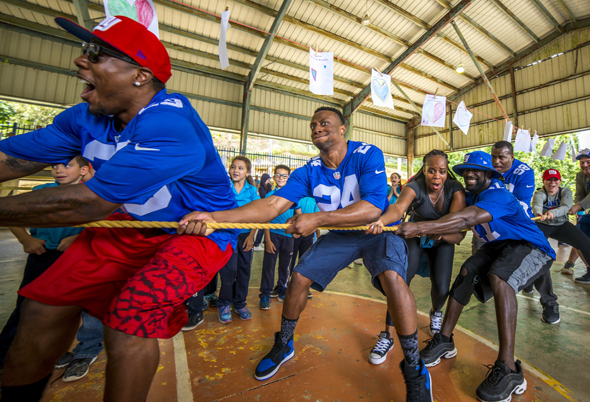The players were on the losing end of a tug-of-war.