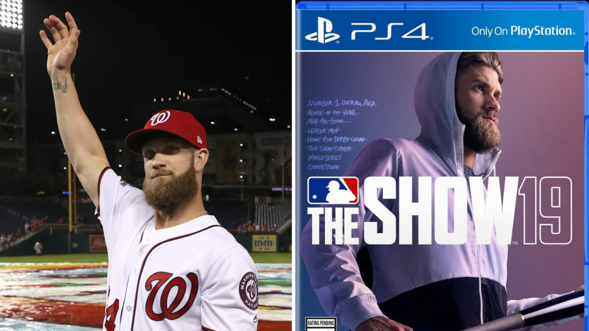 Bryce Harper free agency MLB The Show 19 cover has no uniform