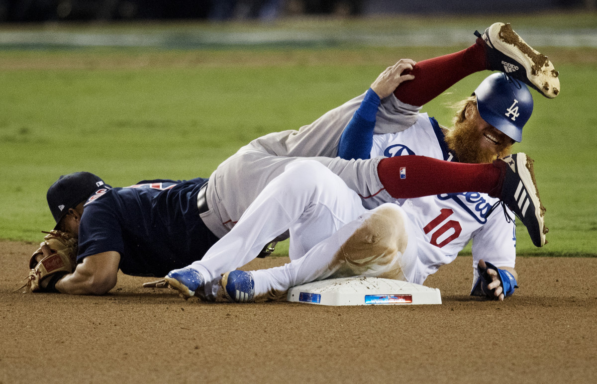 Justin Turner (10) against the Boston Red Sox at Dodger Stadium during Game 3